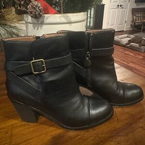 LOFT Black Ankle Booties with Buckle Detail